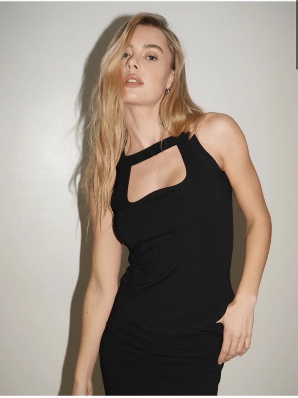 NWT LNA Clothing Black Essex Cut Out Ribbed Tank Top Medium